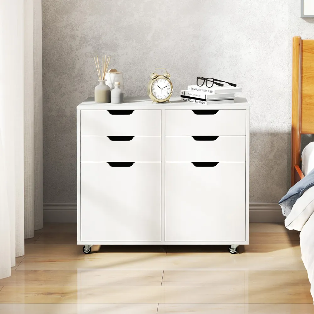 4 Drawer Chest of Drawers with Wheels - White