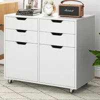 4 Drawer Chest of Drawers with Wheels - White