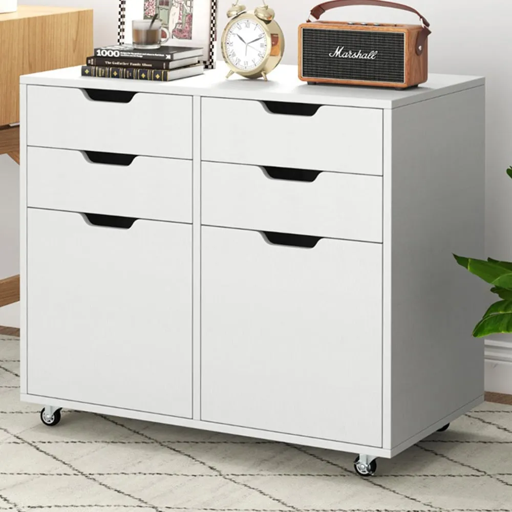 4 Drawer Chest of Drawers with Wheels - White