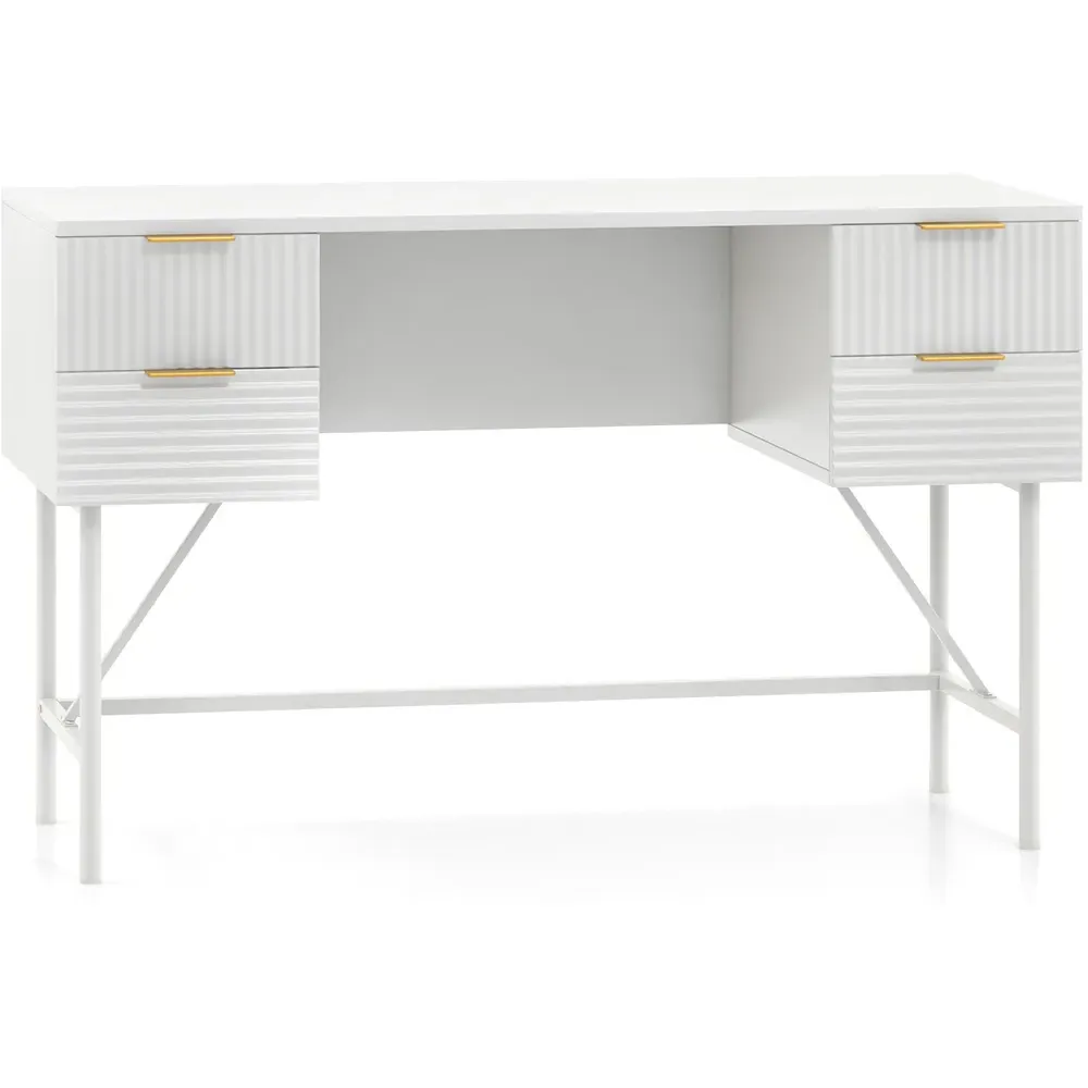4 Drawer Computer Desk - White