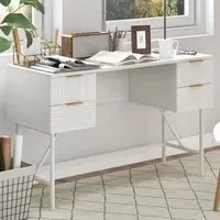 4 Drawer Computer Desk - White