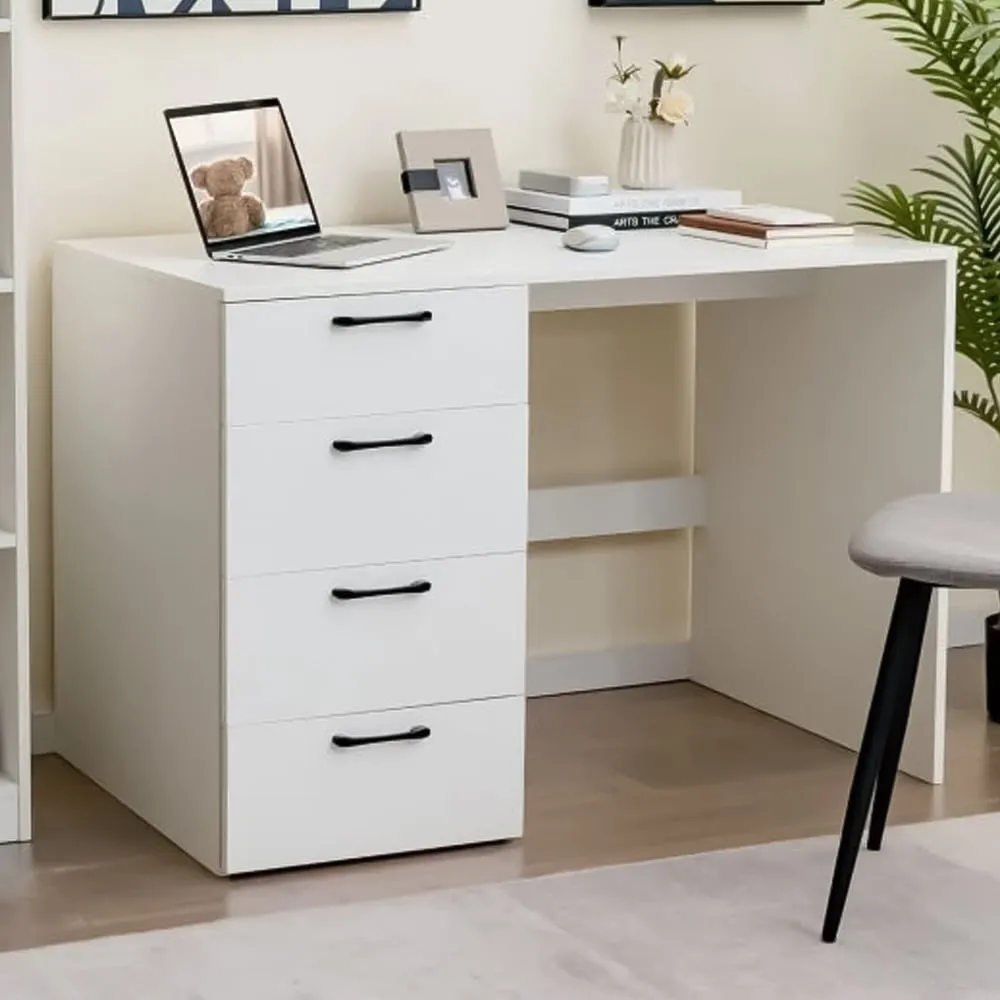 4 Drawer Computer Desk - White, Wood image
