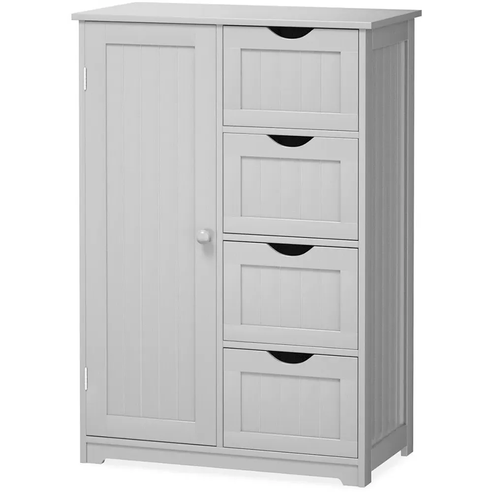 4 Drawer Single Door Storage Cabinet - Grey