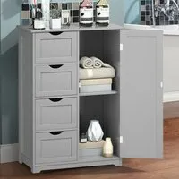 4 Drawer Single Door Storage Cabinet - Grey
