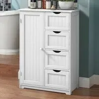 4 Drawer Single Door Storage Cabinet - White