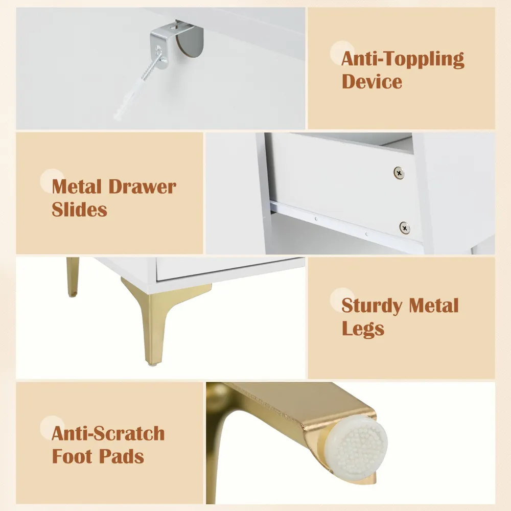 4 Drawer Storage Cabinet with Glass Door - Grey