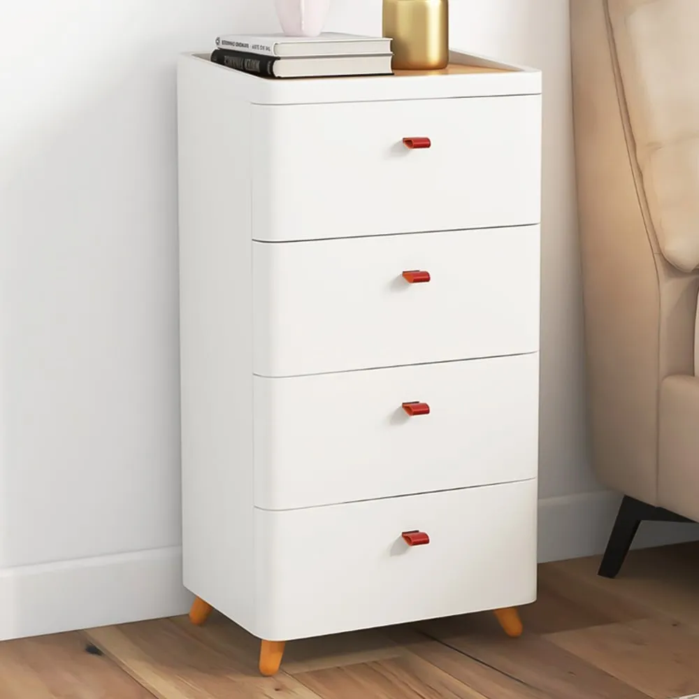 4 Drawer Storage Cabinet with Organizer Tray - White, Bamboo