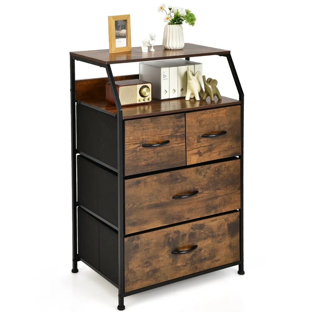 4 Drawer Storage Cabinet with Shelf - Brown, Steel