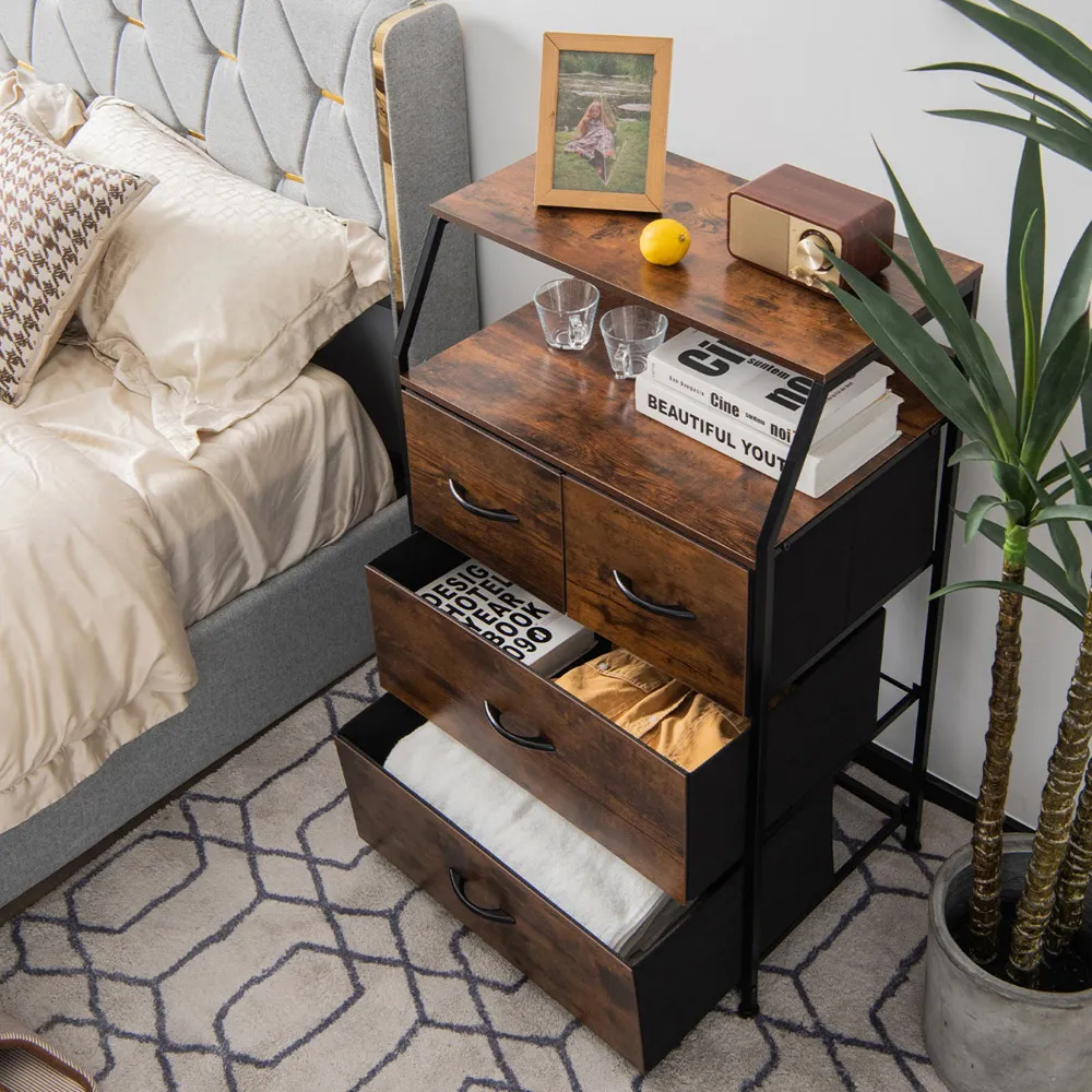 4 Drawer Storage Cabinet with Shelf - Brown, Steel