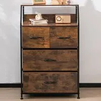 4 Drawer Storage Cabinet with Shelf - Brown, Steel