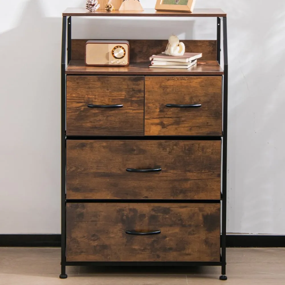 4 Drawer Storage Cabinet with Shelf - Brown, Steel