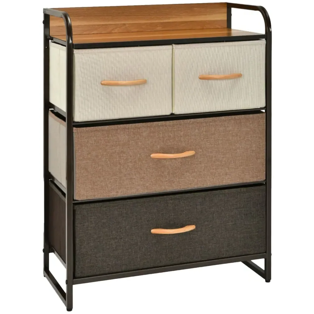 4 Drawer Vertical Chest with Wooden Top - Multi