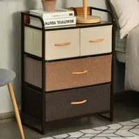 4 Drawer Vertical Chest with Wooden Top - Multi