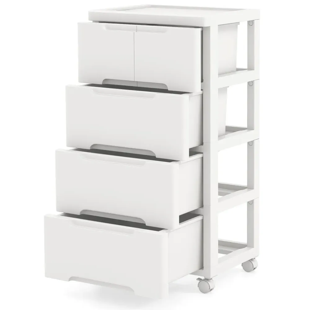 4 Drawer Vertical Rolling Storage Cabinet - White