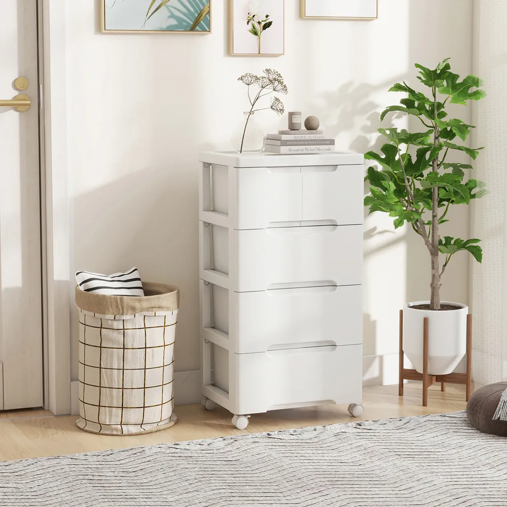 4 Drawer Vertical Rolling Storage Cabinet - White