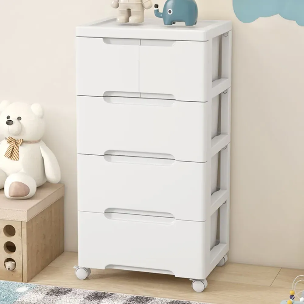 4 Drawer Vertical Rolling Storage Cabinet - White image