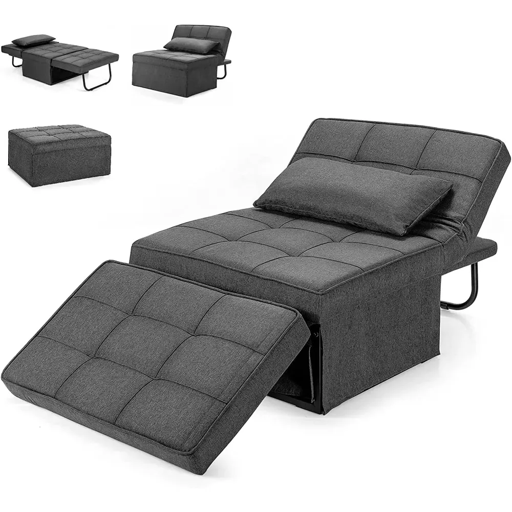 4 in 1 Convertible Sofa Bed with Adjustable Backrest - Grey