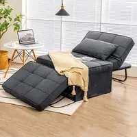4 in 1 Convertible Sofa Bed with Adjustable Backrest - Grey