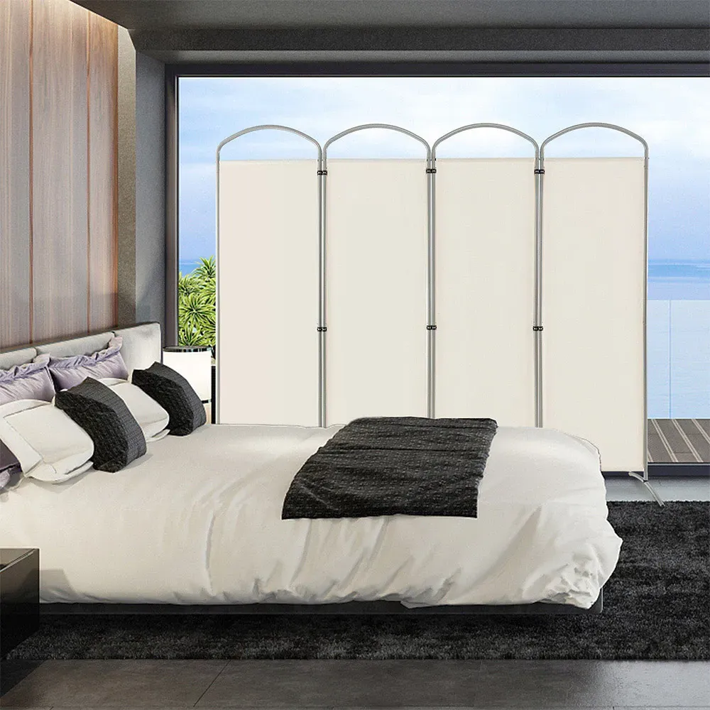 4 Panel Freestanding Folding Room Divider - White