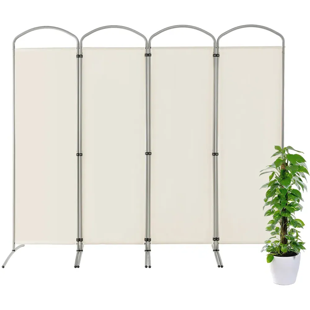 4 Panel Freestanding Folding Room Divider - White