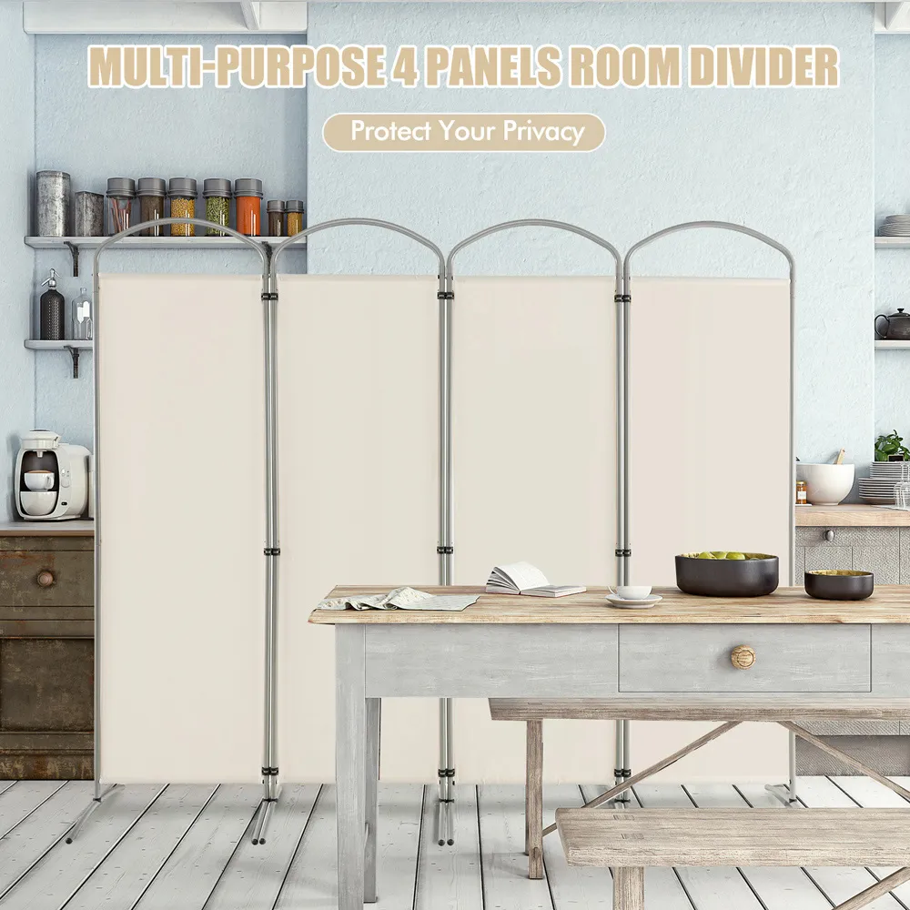 4 Panel Freestanding Folding Room Divider - White