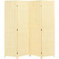 4 Panel Portable Room Divider Screen - Cream, Bamboo