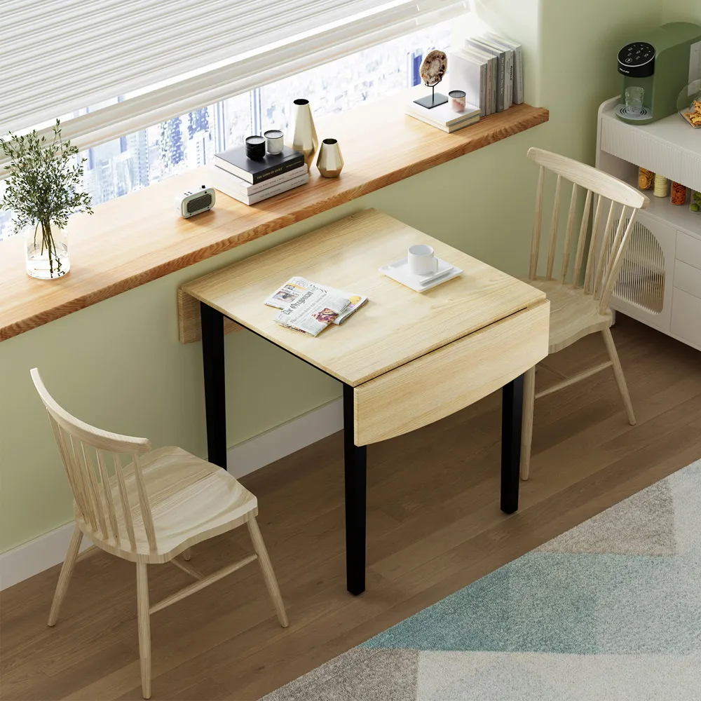 4 Seater Foldable Drop Leaf Dining Table - Natural