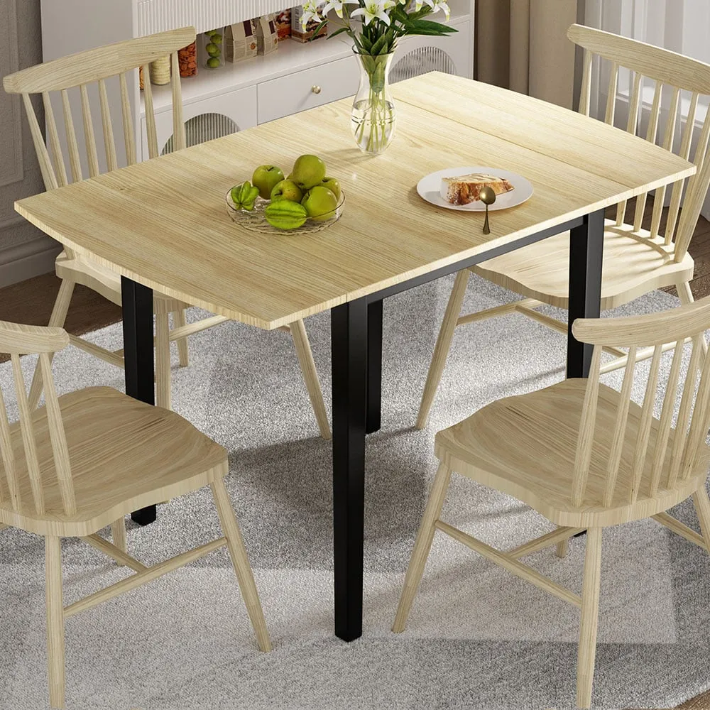 4 Seater Foldable Drop Leaf Dining Table - Natural