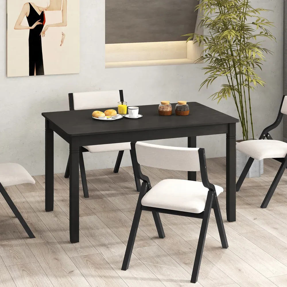 4 Seater Rectangular Dining Table - Black, Rubberwood