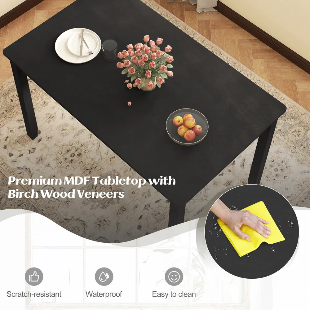 4 Seater Rectangular Dining Table - Black, Rubberwood