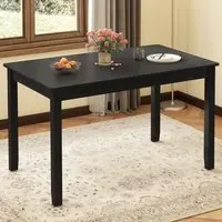 4 Seater Rectangular Dining Table - Black, Rubberwood
