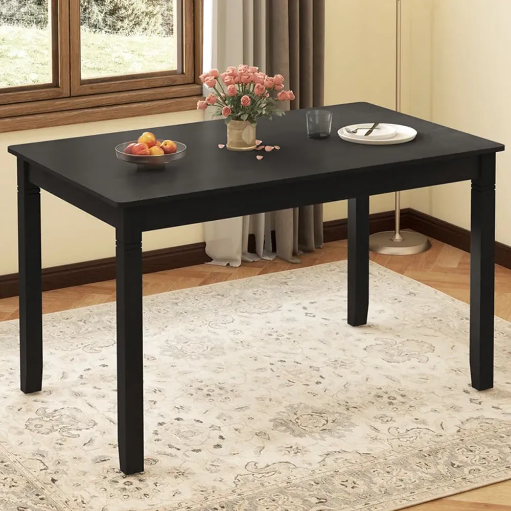 4 Seater Rectangular Dining Table - Black, Rubberwood