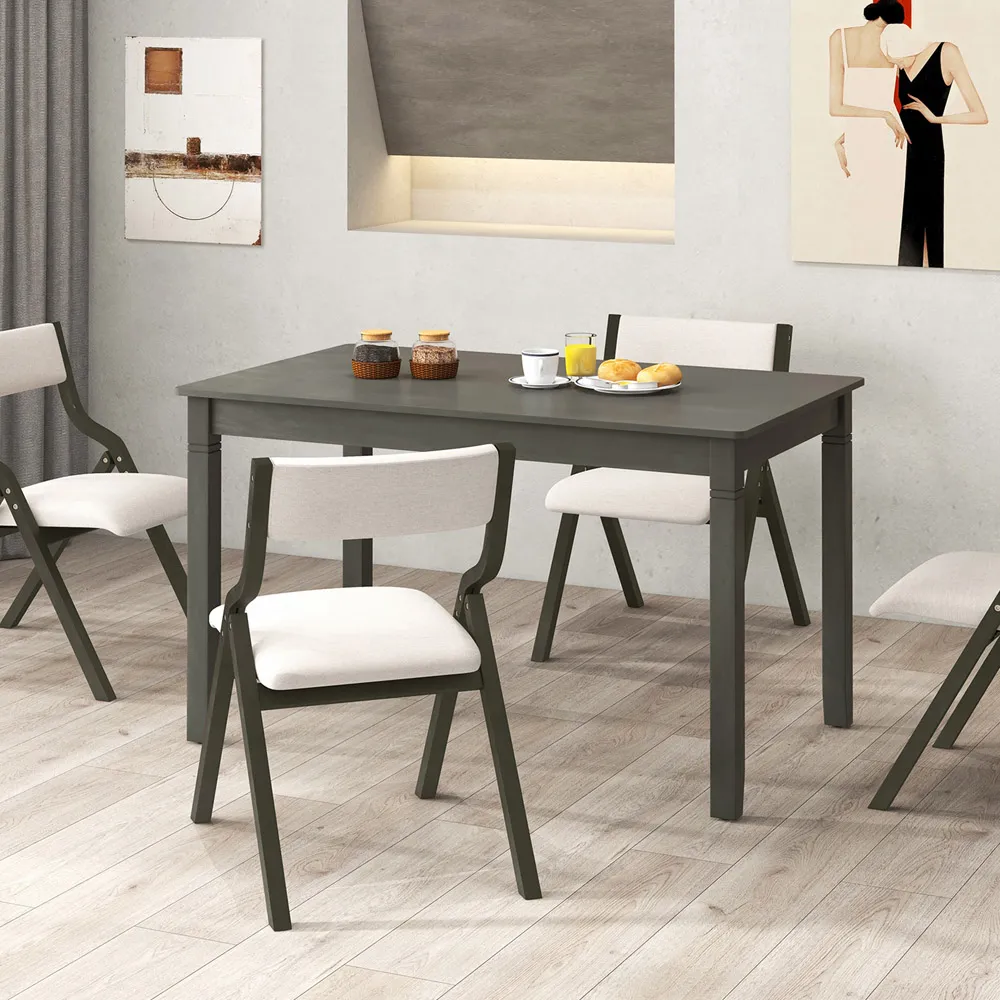 4 Seater Rectangular Dining Table - Grey, Rubberwood