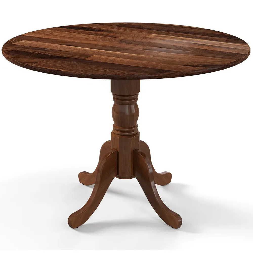 4 Seater Round Dining Table - Brown, Rubber Wood