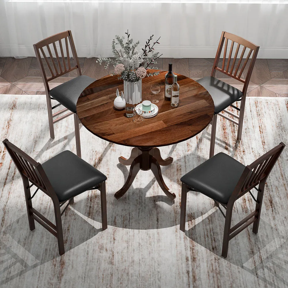 4 Seater Round Dining Table - Brown, Rubber Wood