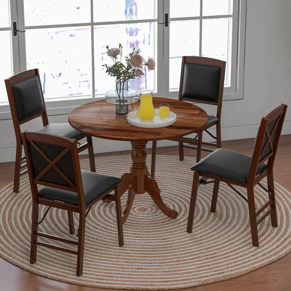 4 Seater Round Dining Table - Brown, Rubber Wood