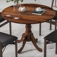4 Seater Round Dining Table - Brown, Rubber Wood