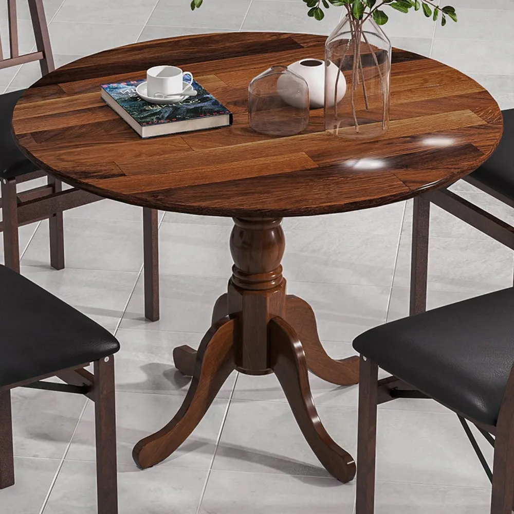 4 Seater Round Dining Table - Brown, Rubber Wood