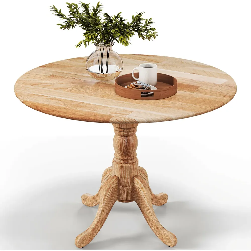 4 Seater Round Dining Table - Cream, Rubber Wood