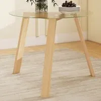 4 Seater Round Glass Dining Table - Natural