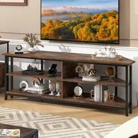 4 Shelf Corner TV Unit with AC Outlet - Brown