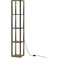 4 Shelf Floor Lamp with 3 Way Dimmable LED - Black