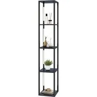 4 Shelf Floor Lamp with Dimmable LED - Black
