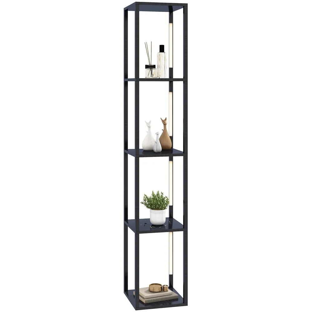 4 Shelf Floor Lamp with Dimmable LED - Black image