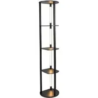 4 Shelf Floor Lamp with LED Strips - Black