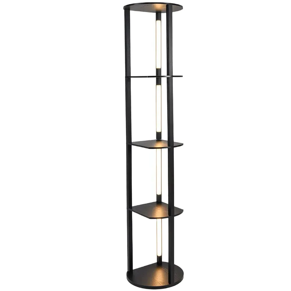 4 Shelf Floor Lamp with LED Strips - Black image