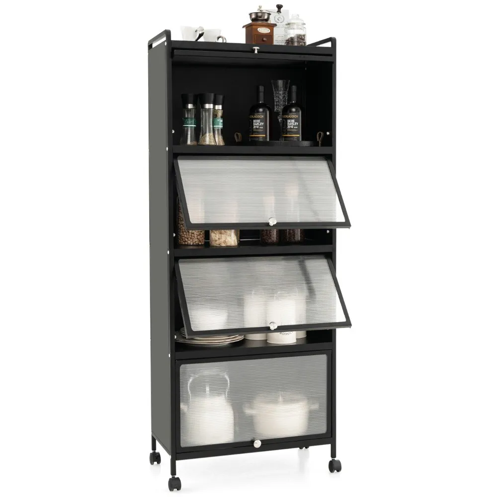 4 Shelf Kitchen Storage Rack - Black