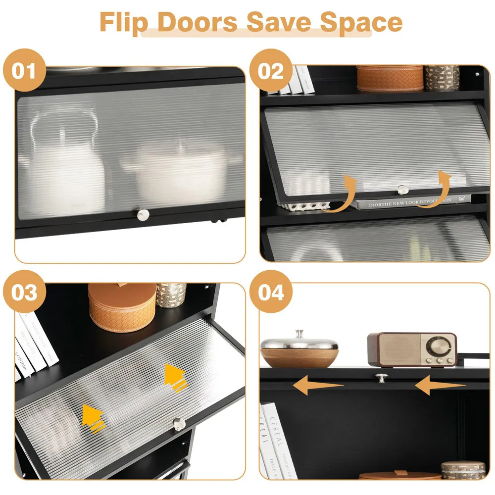 4 Shelf Kitchen Storage Rack - Black