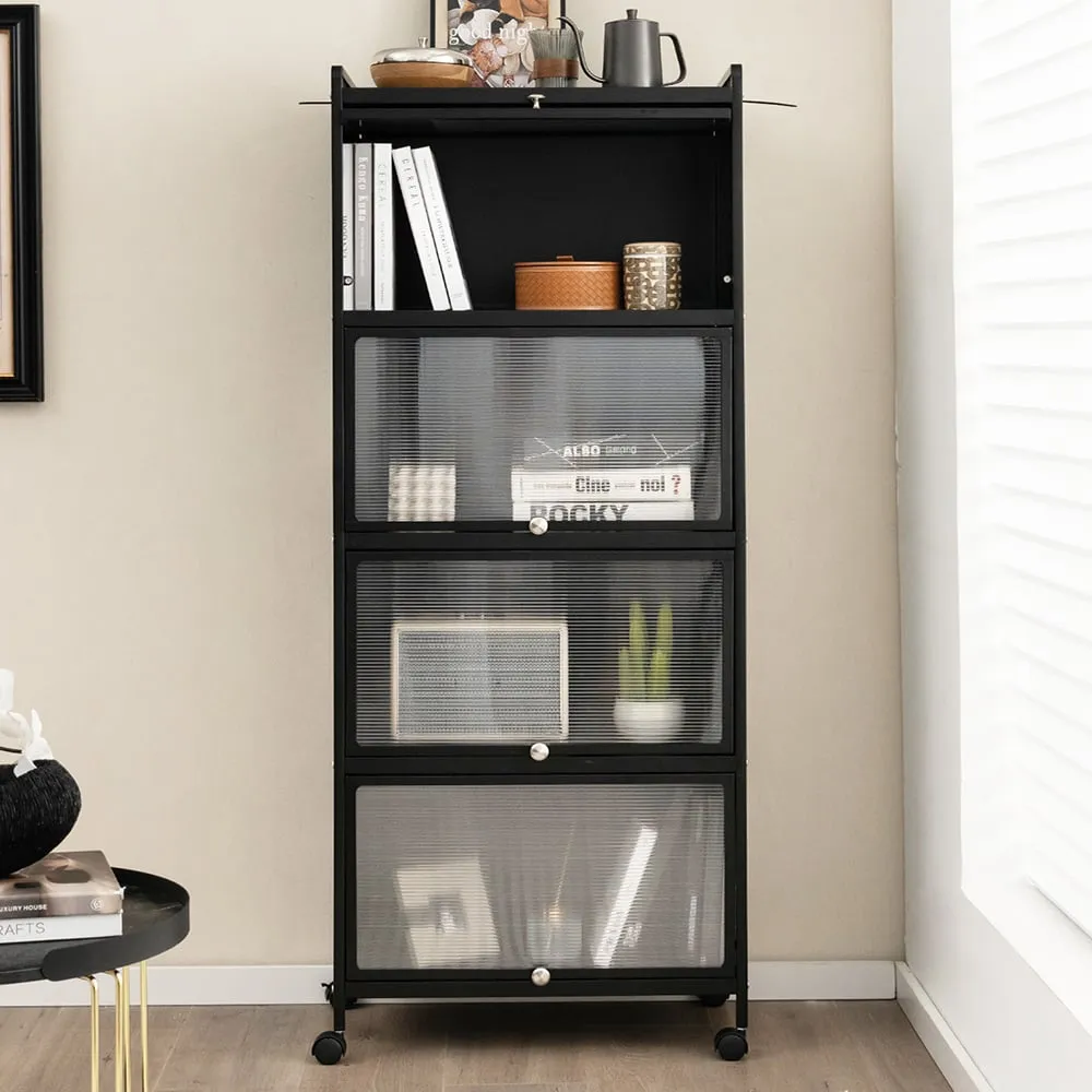 4 Shelf Kitchen Storage Rack - Black