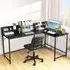 4 Shelf L-Shaped Corner Computer Desk with File Rack - Black